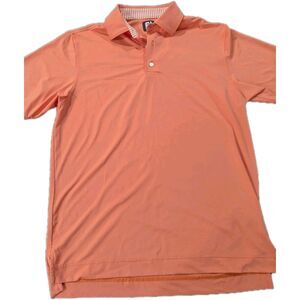 FootJoy Mens M Golf Polo Shirt Performance Orange Short Sleeve FJ